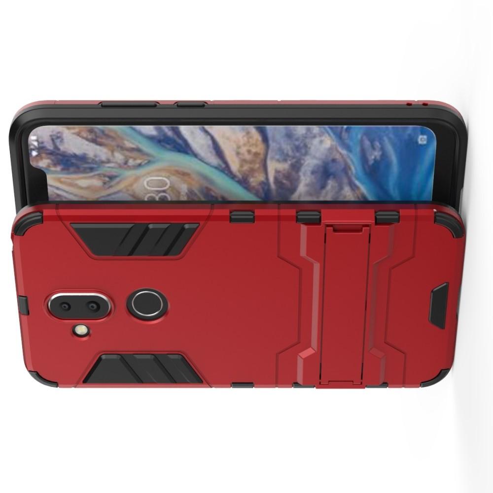 Защитный усиленный гибридный чехол противоударный с подставкой для Nokia 8.1 Красный