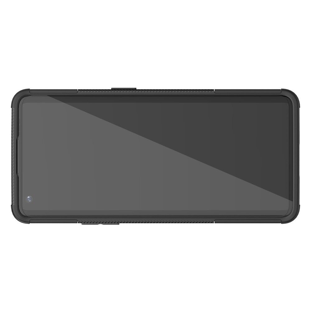 Защитный усиленный гибридный чехол противоударный с подставкой для OnePlus 8 Pro Черный