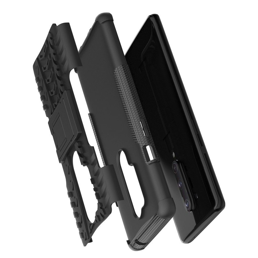 Защитный усиленный гибридный чехол противоударный с подставкой для OnePlus 8 Pro Черный