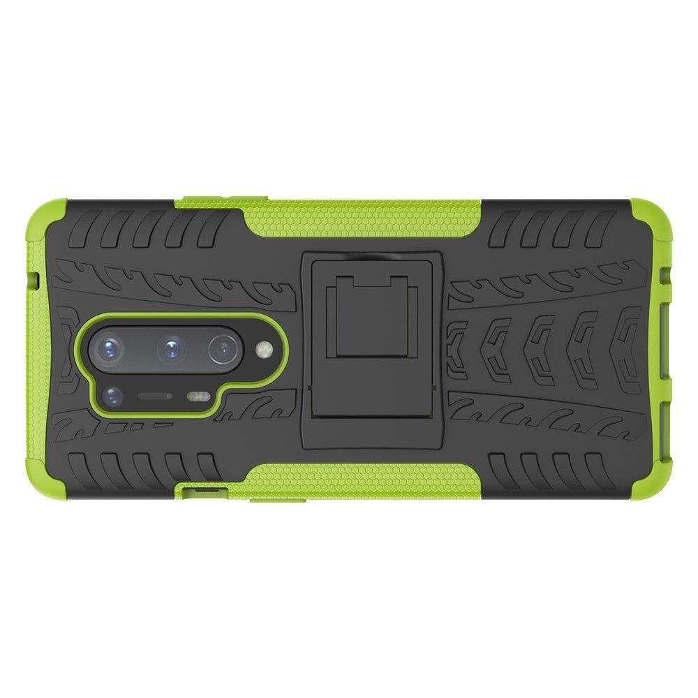 Защитный усиленный гибридный чехол противоударный с подставкой для OnePlus 8 Pro Зеленый