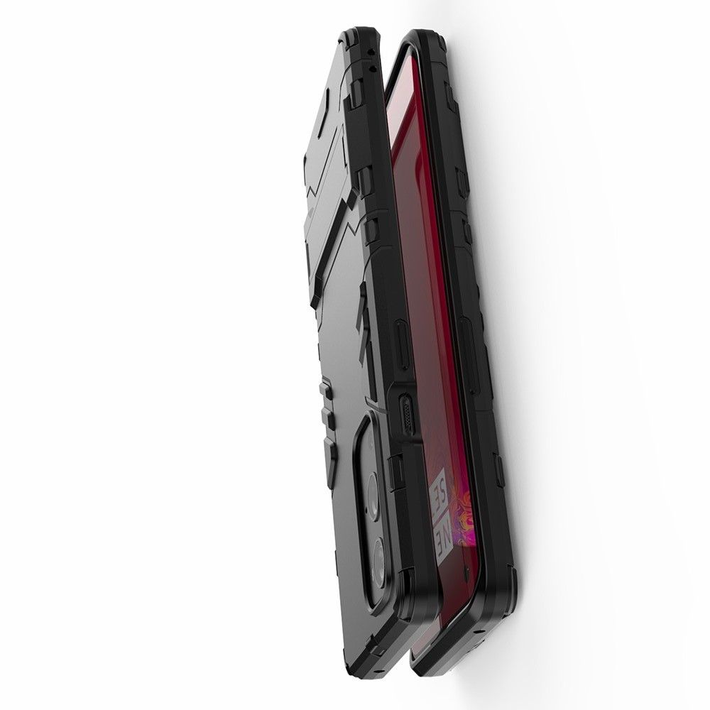 Защитный усиленный гибридный чехол противоударный с подставкой для OnePlus 9 Pro Черный