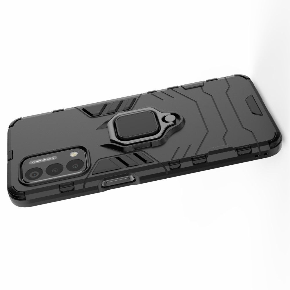 Защитный усиленный гибридный чехол противоударный с подставкой для OnePlus Nord N200 Черный