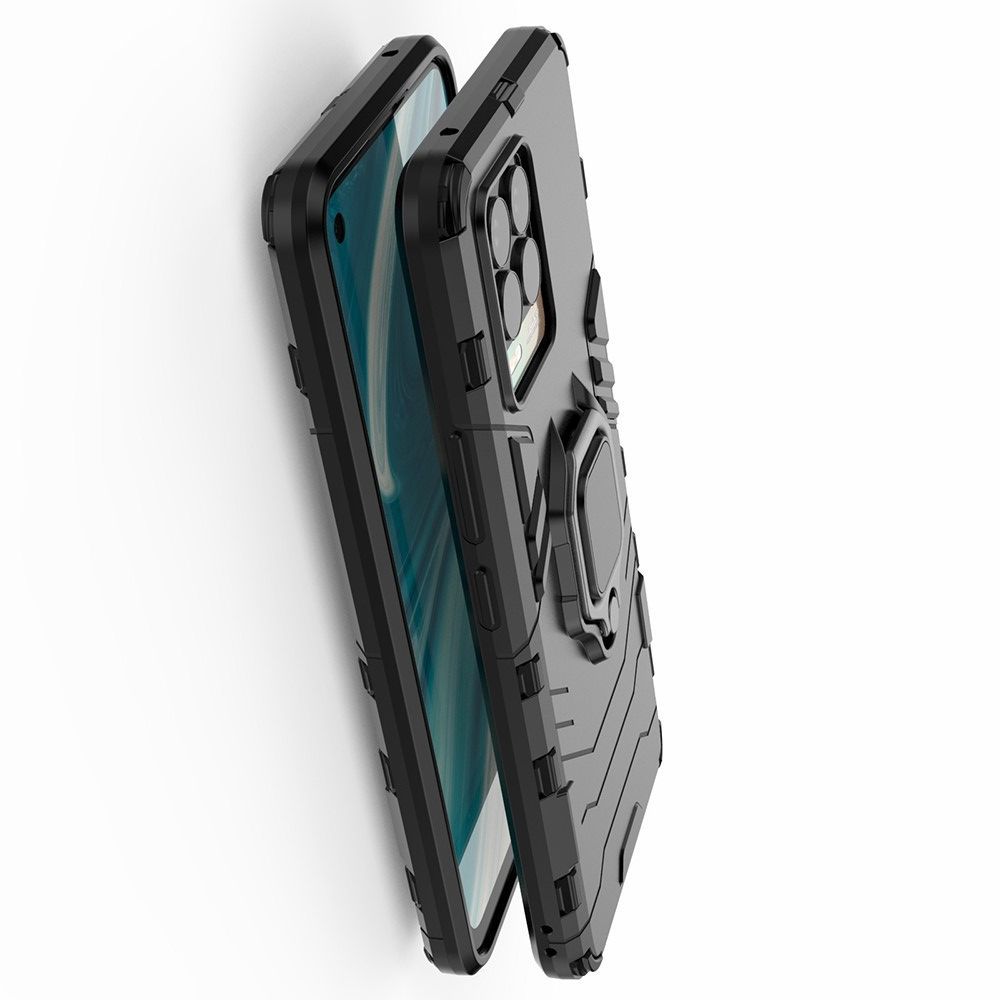 Защитный усиленный гибридный чехол противоударный с подставкой для Realme 8 / 8 Pro Черный