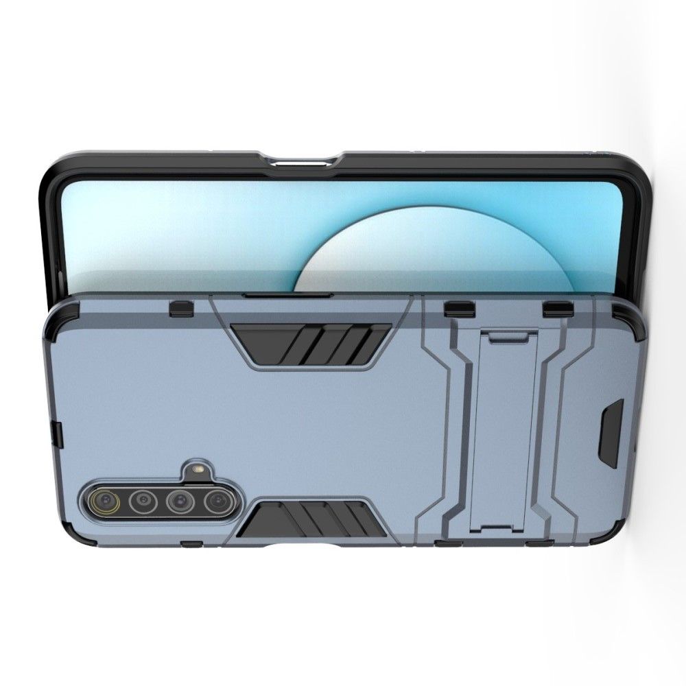 Защитный усиленный гибридный чехол противоударный с подставкой для Realme X3 Superzoom Синий