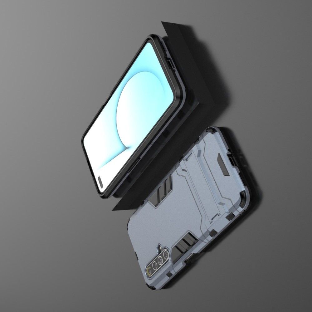 Защитный усиленный гибридный чехол противоударный с подставкой для Realme X3 Superzoom Синий