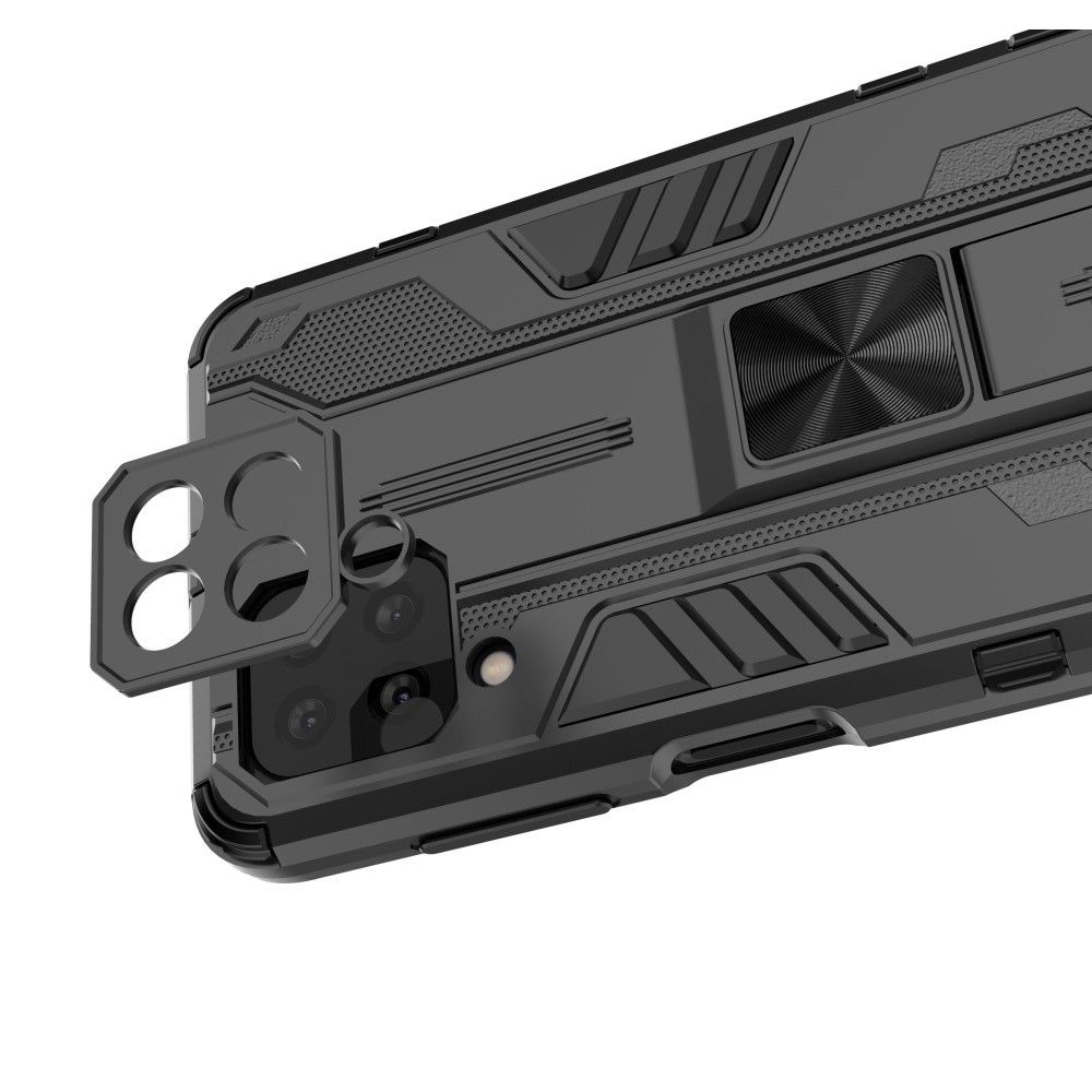Защитный усиленный гибридный чехол противоударный с подставкой для Samsung Galaxy A12 / M12 Черный