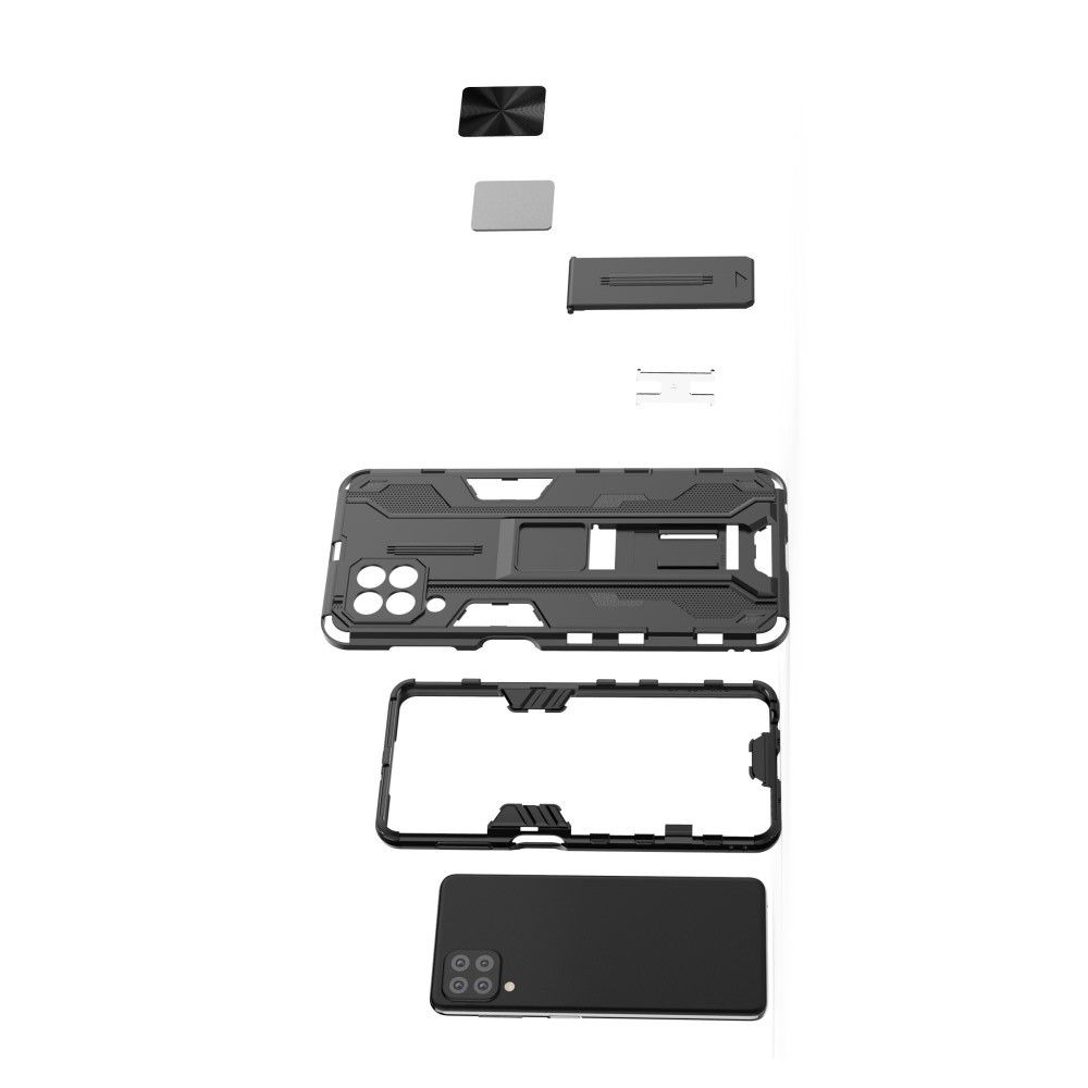 Защитный усиленный гибридный чехол противоударный с подставкой для Samsung Galaxy A22 Серый