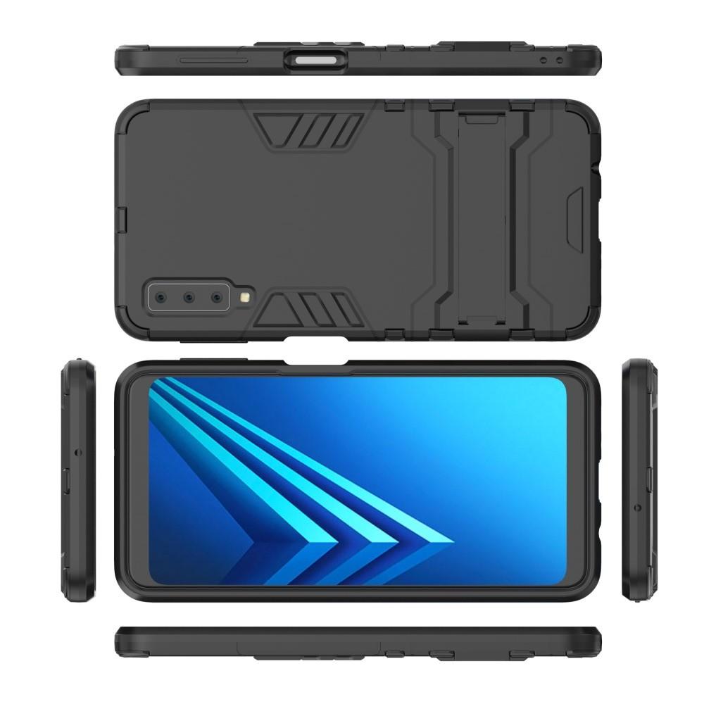 Защитный усиленный гибридный чехол противоударный с подставкой для Samsung Galaxy A7 2018 SM-A750 Черный