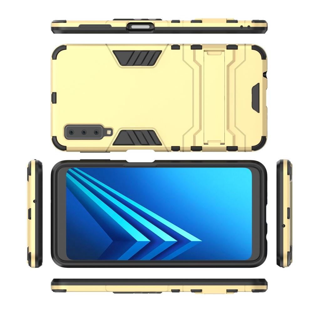 Защитный усиленный гибридный чехол противоударный с подставкой для Samsung Galaxy A7 2018 SM-A750 Золотой