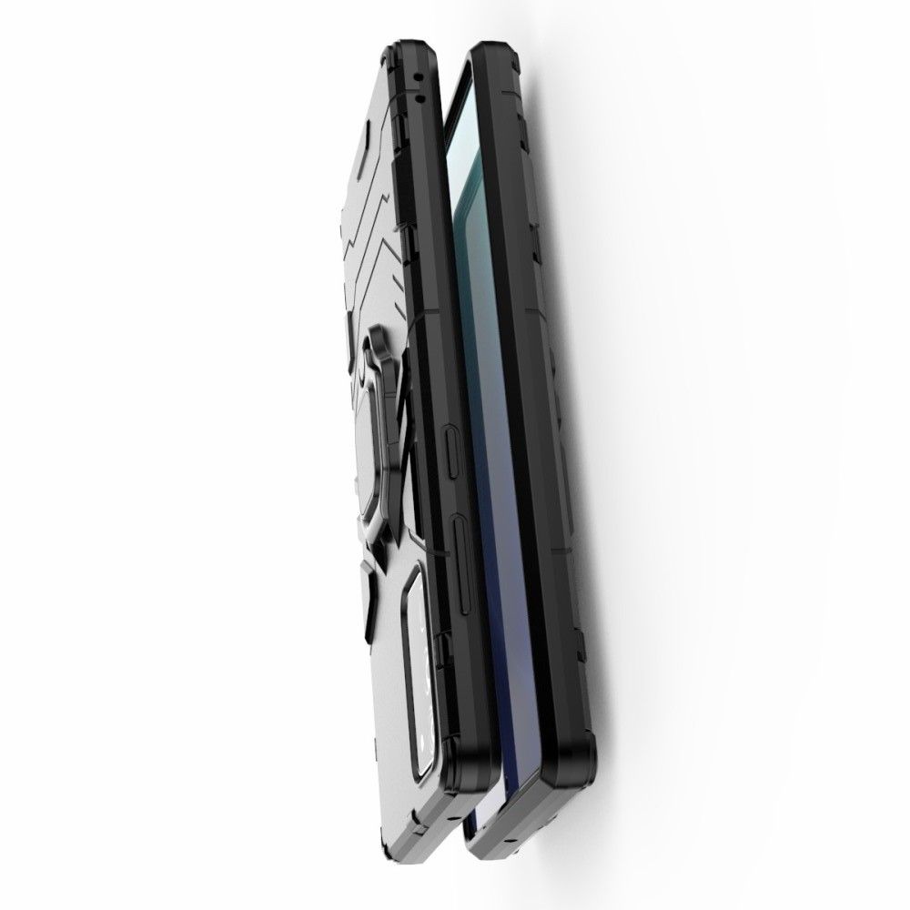 Защитный усиленный гибридный чехол противоударный с подставкой для Samsung Galaxy Note 20 Черный