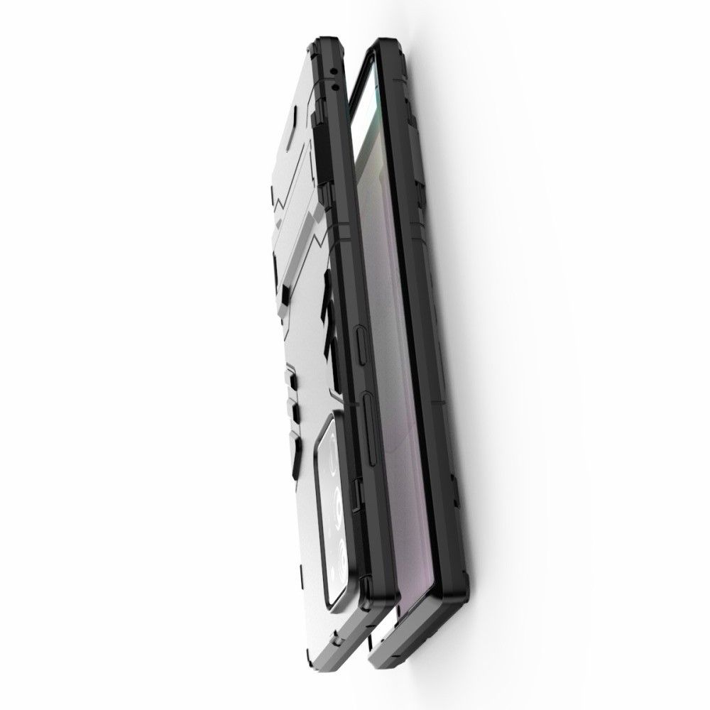 Защитный усиленный гибридный чехол противоударный с подставкой для Samsung Galaxy Note 20 Ultra Черный