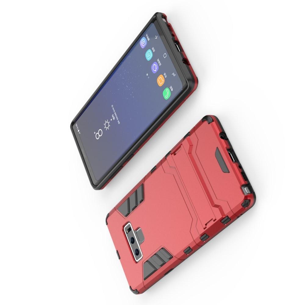 Защитный усиленный гибридный чехол противоударный с подставкой для Samsung Galaxy Note 9 Красный