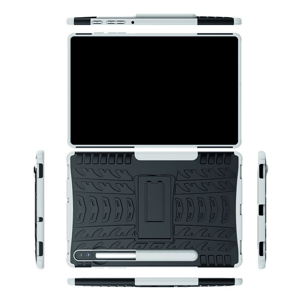 Защитный усиленный гибридный чехол противоударный с подставкой для Samsung Galaxy Tab S6 SM-T865 SM-T860 Белый