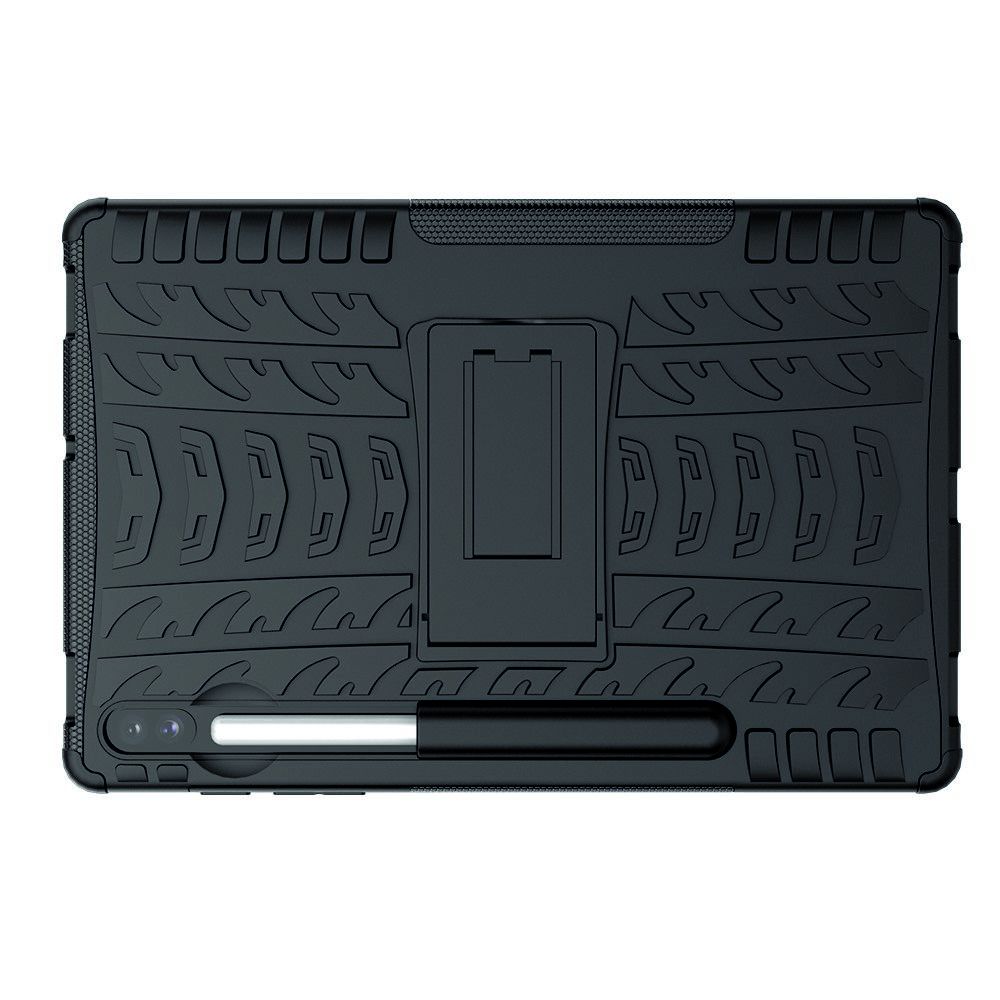 Защитный усиленный гибридный чехол противоударный с подставкой для Samsung Galaxy Tab S6 SM-T865 SM-T860 Черный
