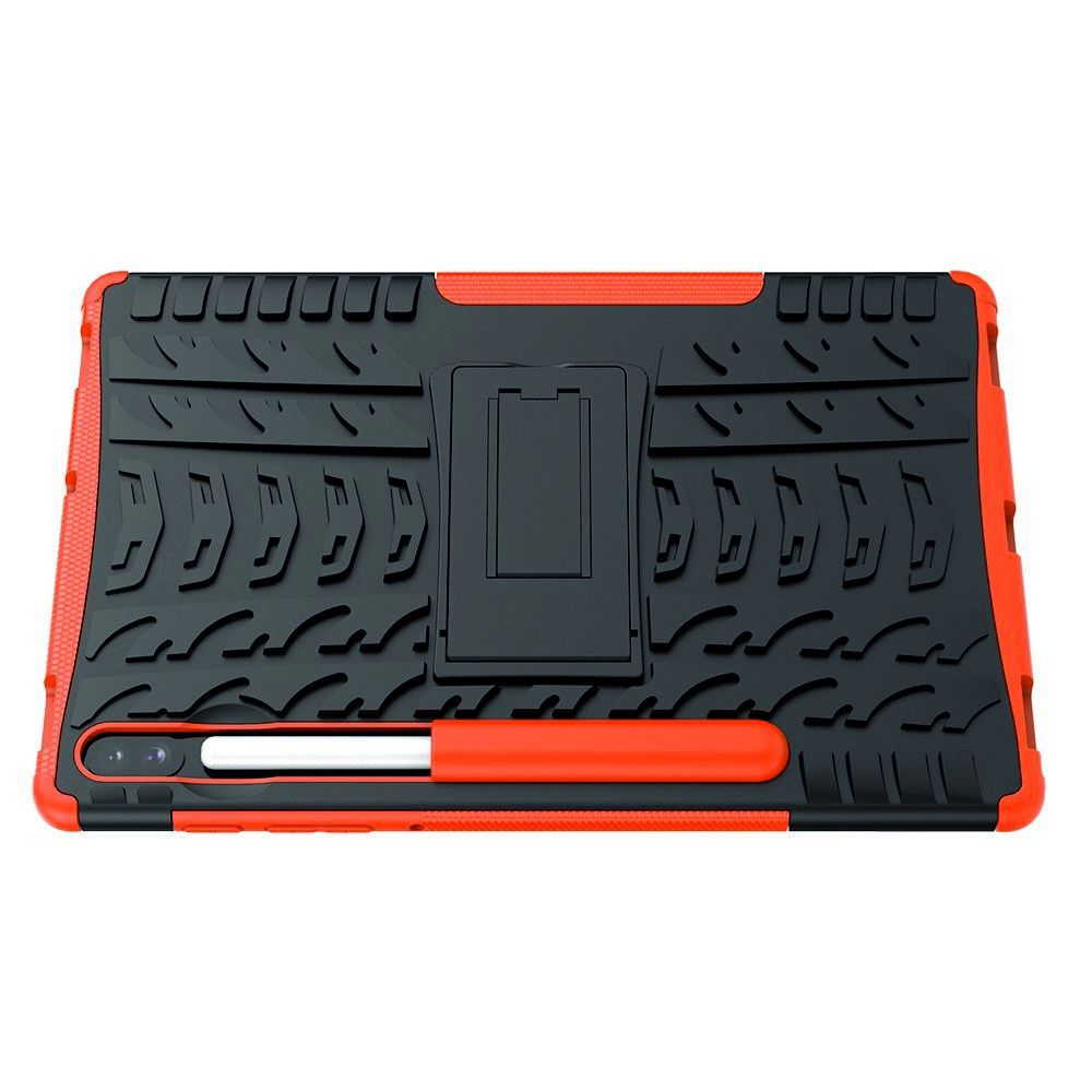 Защитный усиленный гибридный чехол противоударный с подставкой для Samsung Galaxy Tab S6 SM-T865 SM-T860 Оранжевый