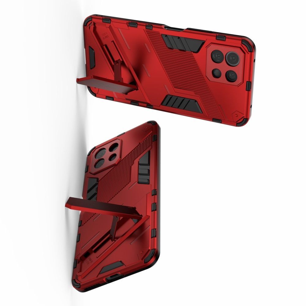 Защитный усиленный гибридный чехол противоударный с подставкой для Xiaomi Mi 11 Lite Красный