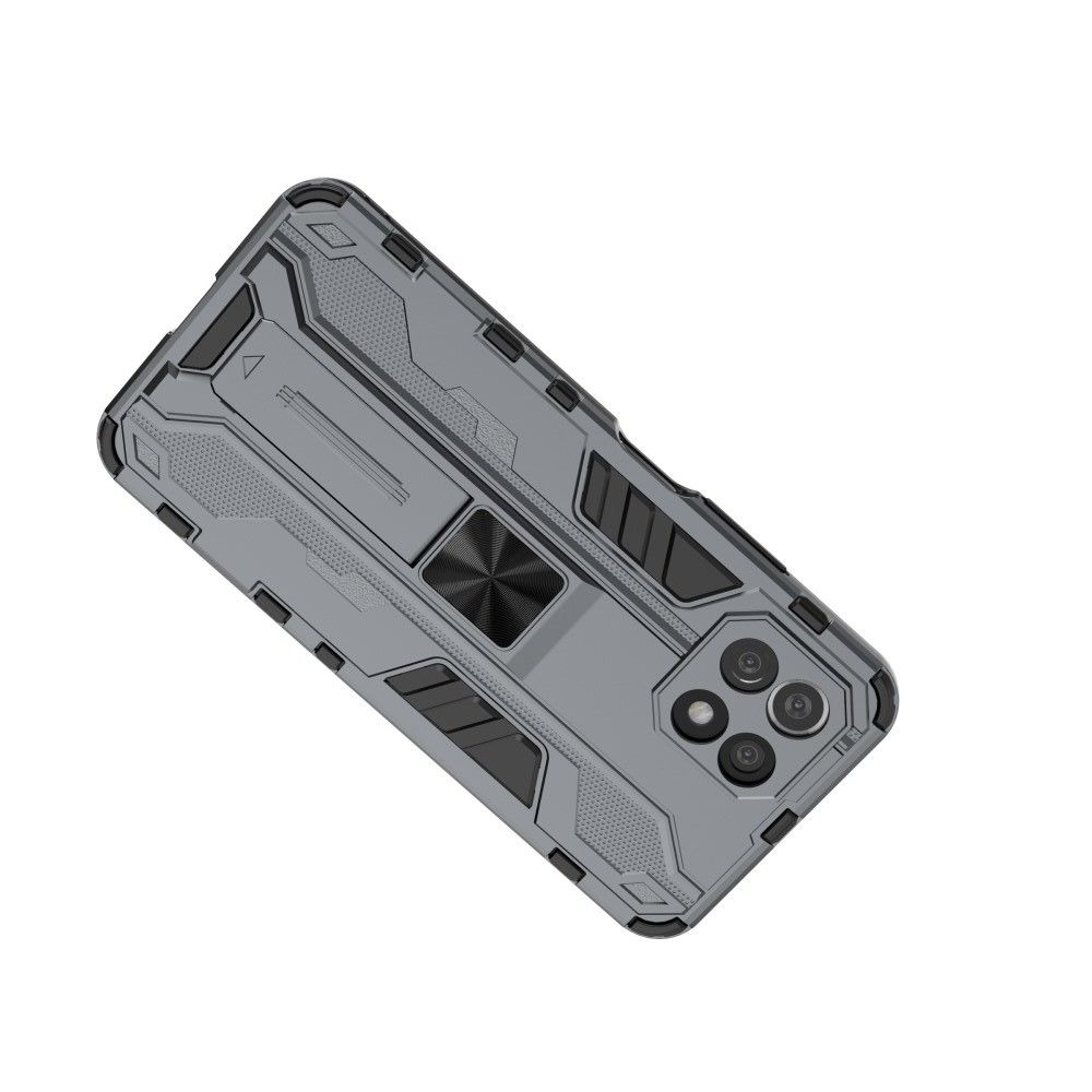 Защитный усиленный гибридный чехол противоударный с подставкой для Xiaomi Mi 11 Lite Серый