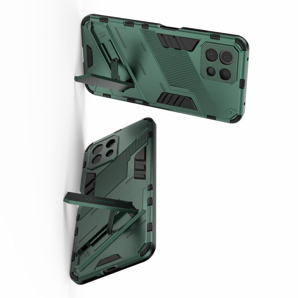 Защитный усиленный гибридный чехол противоударный с подставкой для Xiaomi Mi 11 Lite Зеленый