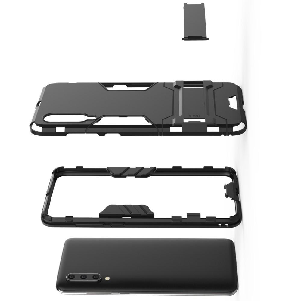 Защитный усиленный гибридный чехол противоударный с подставкой для Xiaomi Mi 9 Черный