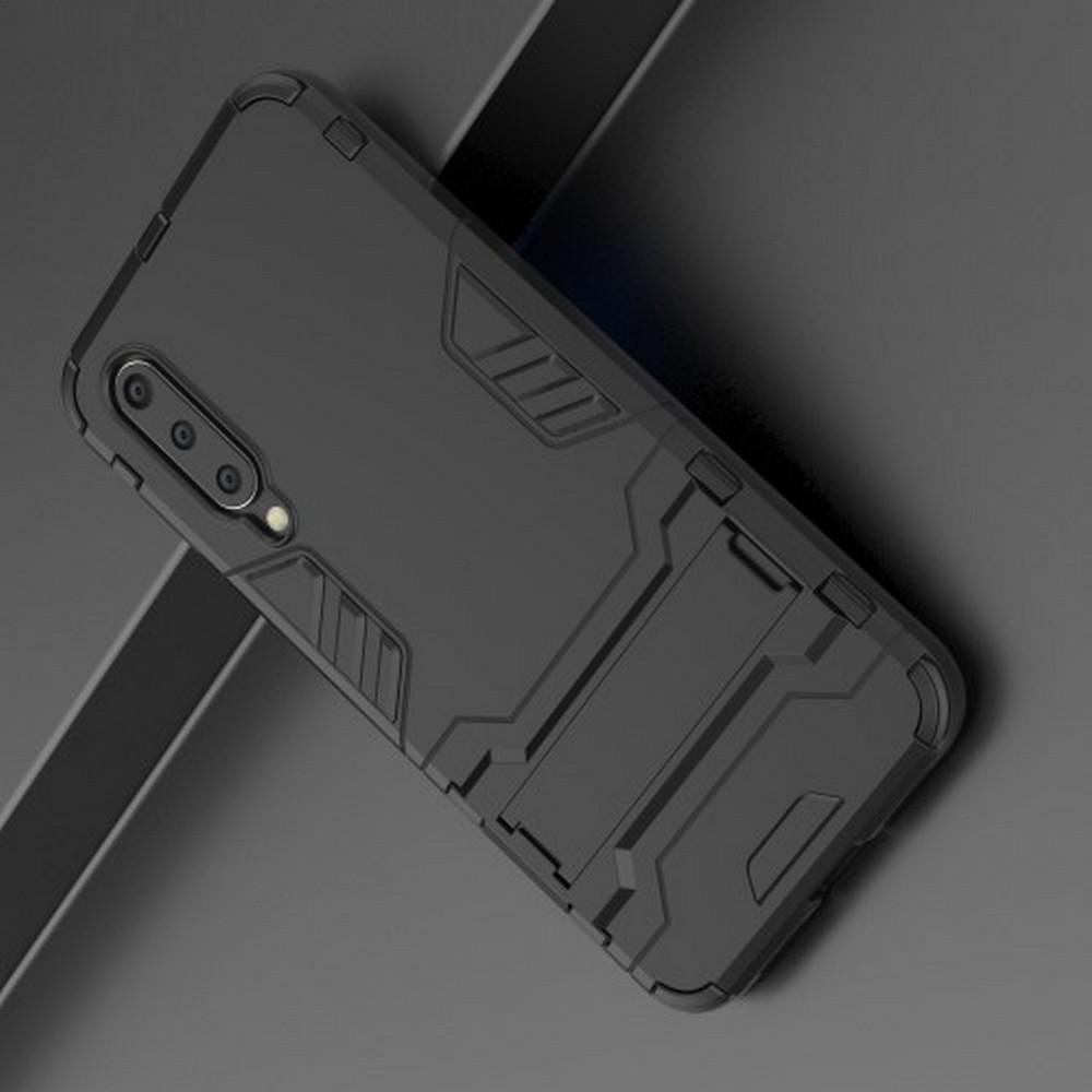 Защитный усиленный гибридный чехол противоударный с подставкой для Xiaomi Mi 9 SE Черный