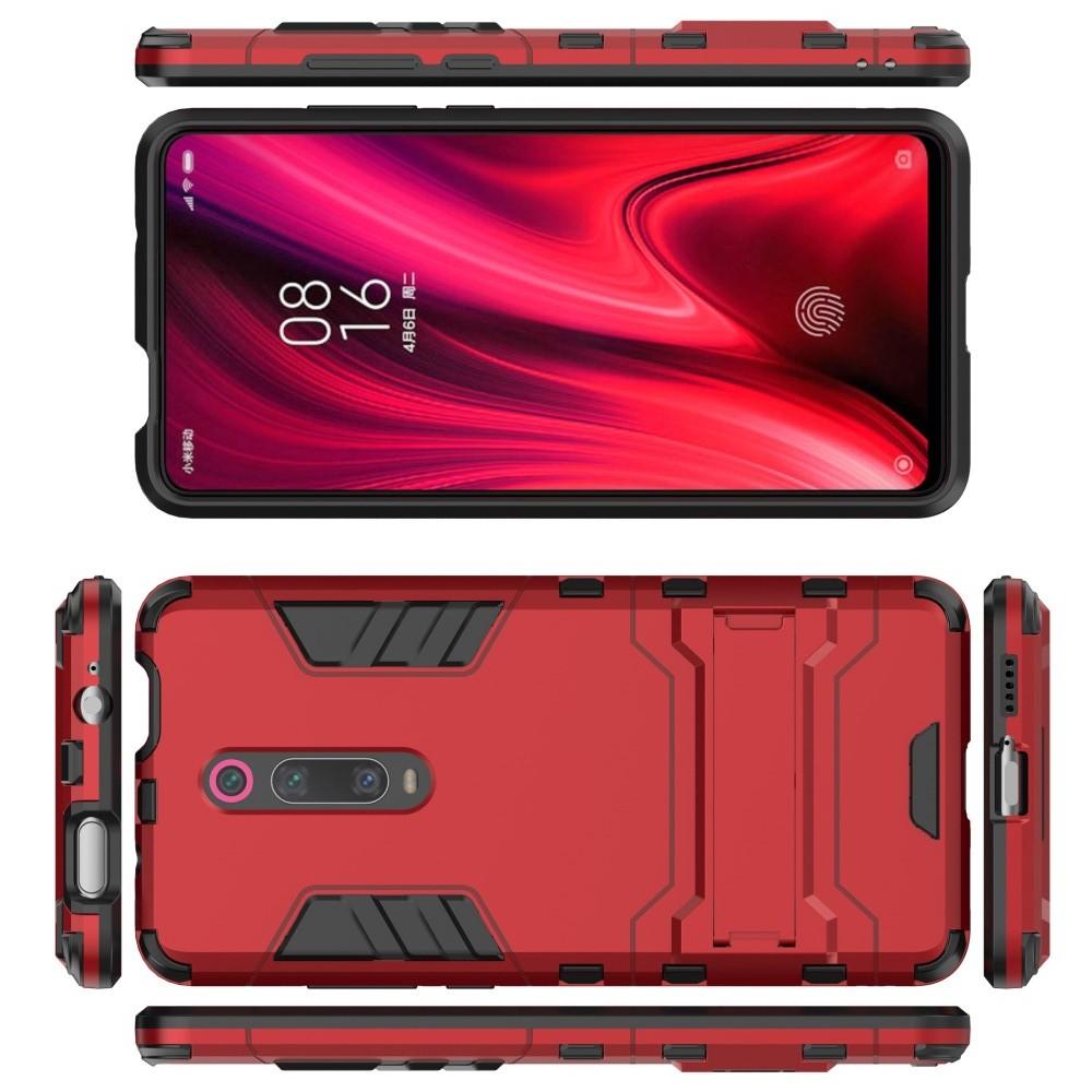 Защитный усиленный гибридный чехол противоударный с подставкой для Xiaomi Mi 9T Красный