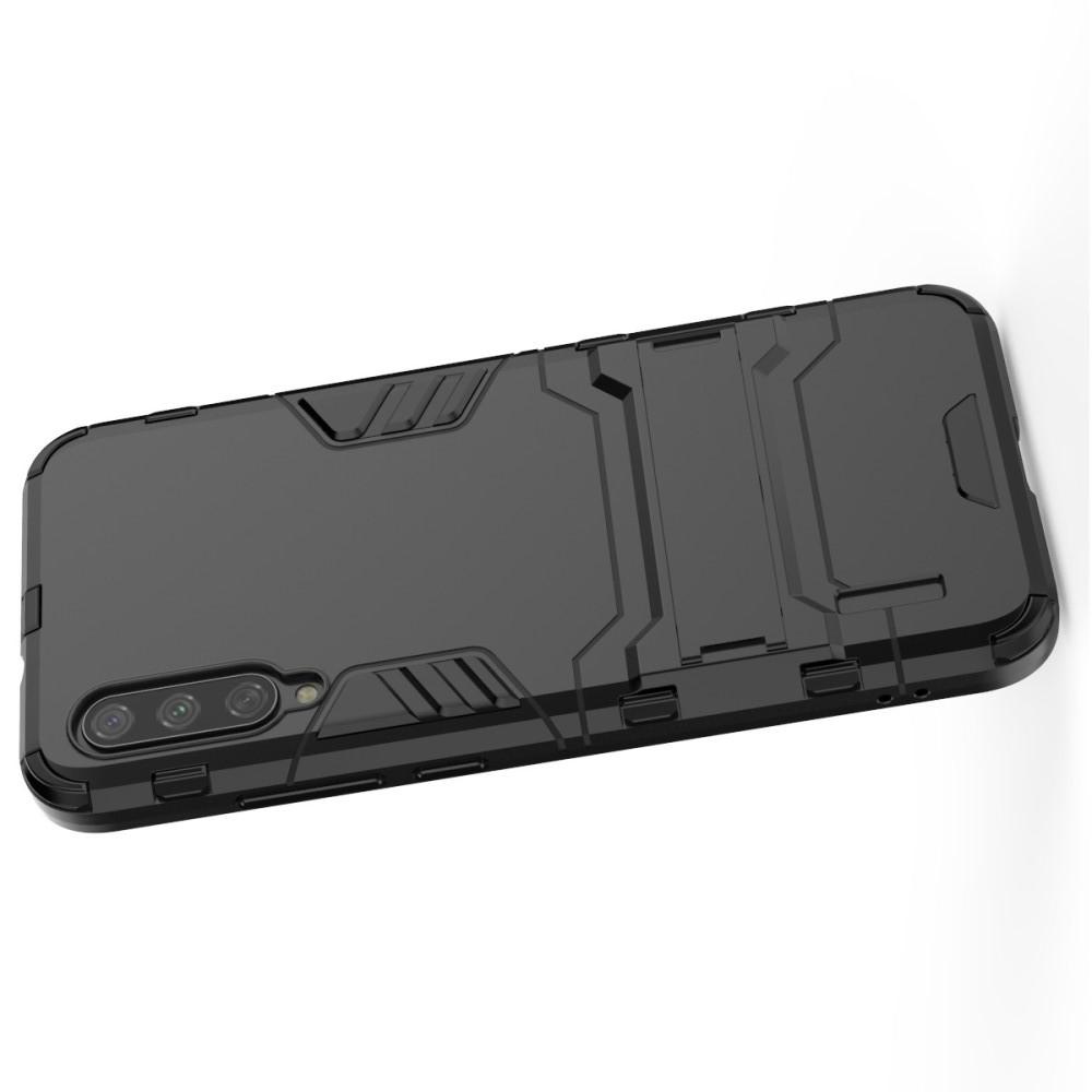 Защитный усиленный гибридный чехол противоударный с подставкой для Xiaomi Mi A3 Черный