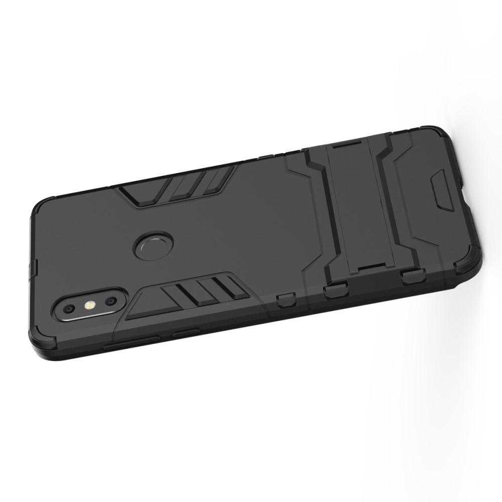 Защитный усиленный гибридный чехол противоударный с подставкой для  Xiaomi Mi Mix 3 Черный