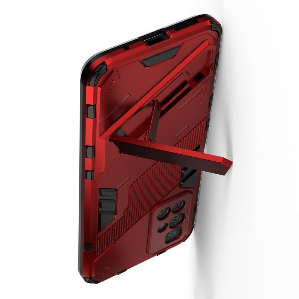 Защитный усиленный гибридный чехол противоударный с подставкой для Xiaomi Redmi 10 Красный