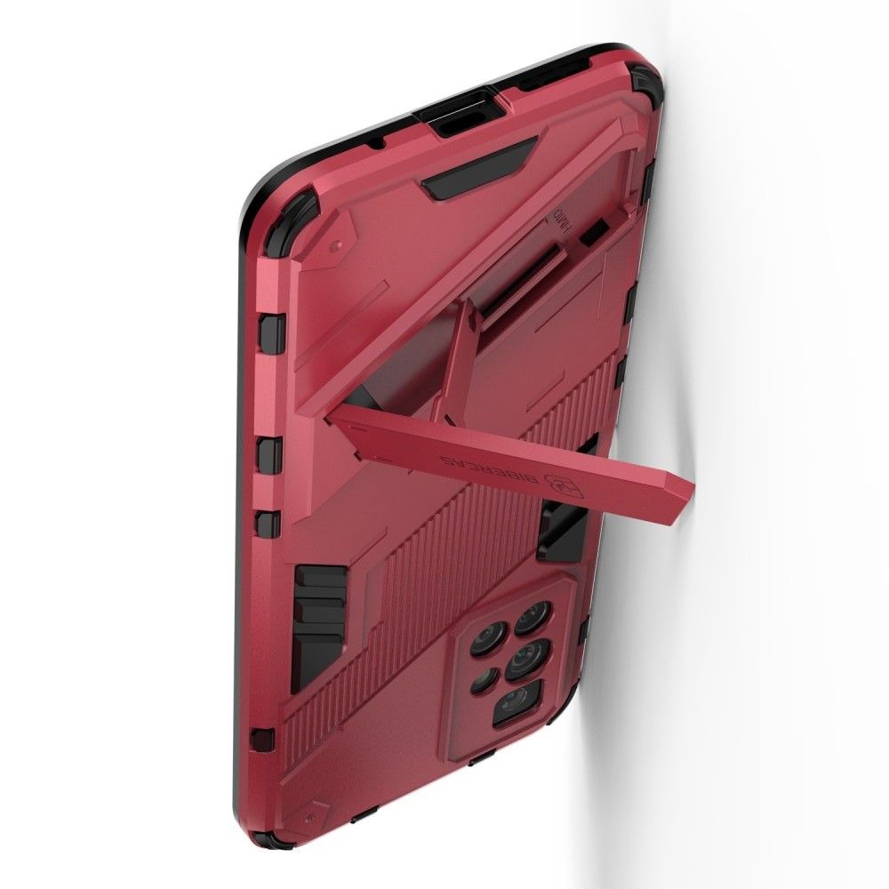 Защитный усиленный гибридный чехол противоударный с подставкой для Xiaomi Redmi 10 Розовый