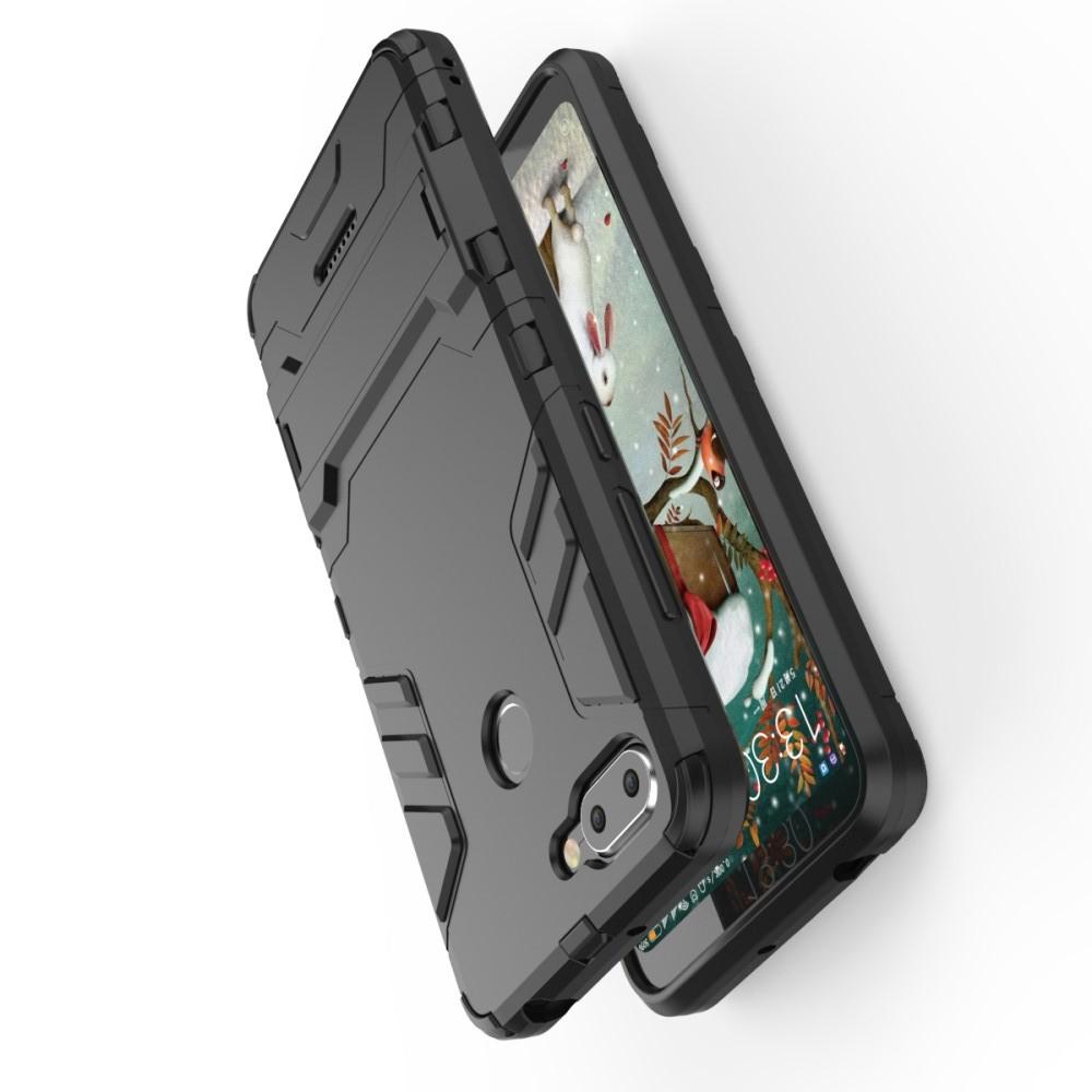 Защитный усиленный гибридный чехол противоударный с подставкой для Xiaomi Redmi 6 Черный