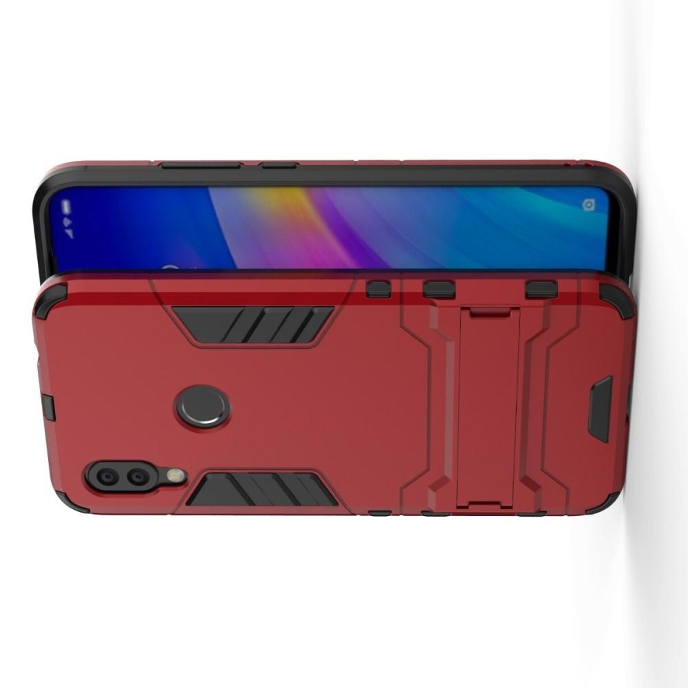 Защитный усиленный гибридный чехол противоударный с подставкой для Xiaomi Redmi 7 Красный