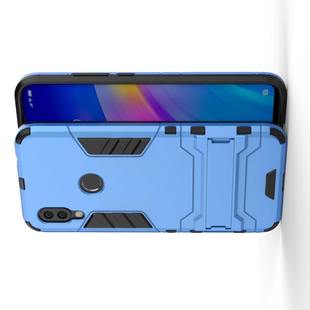 Защитный усиленный гибридный чехол противоударный с подставкой для Xiaomi Redmi 7 Синий
