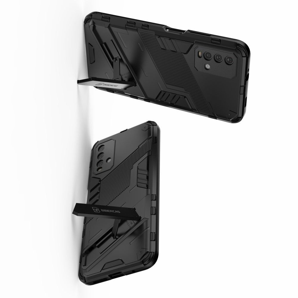 Защитный усиленный гибридный чехол противоударный с подставкой для Xiaomi Redmi 9T Белый