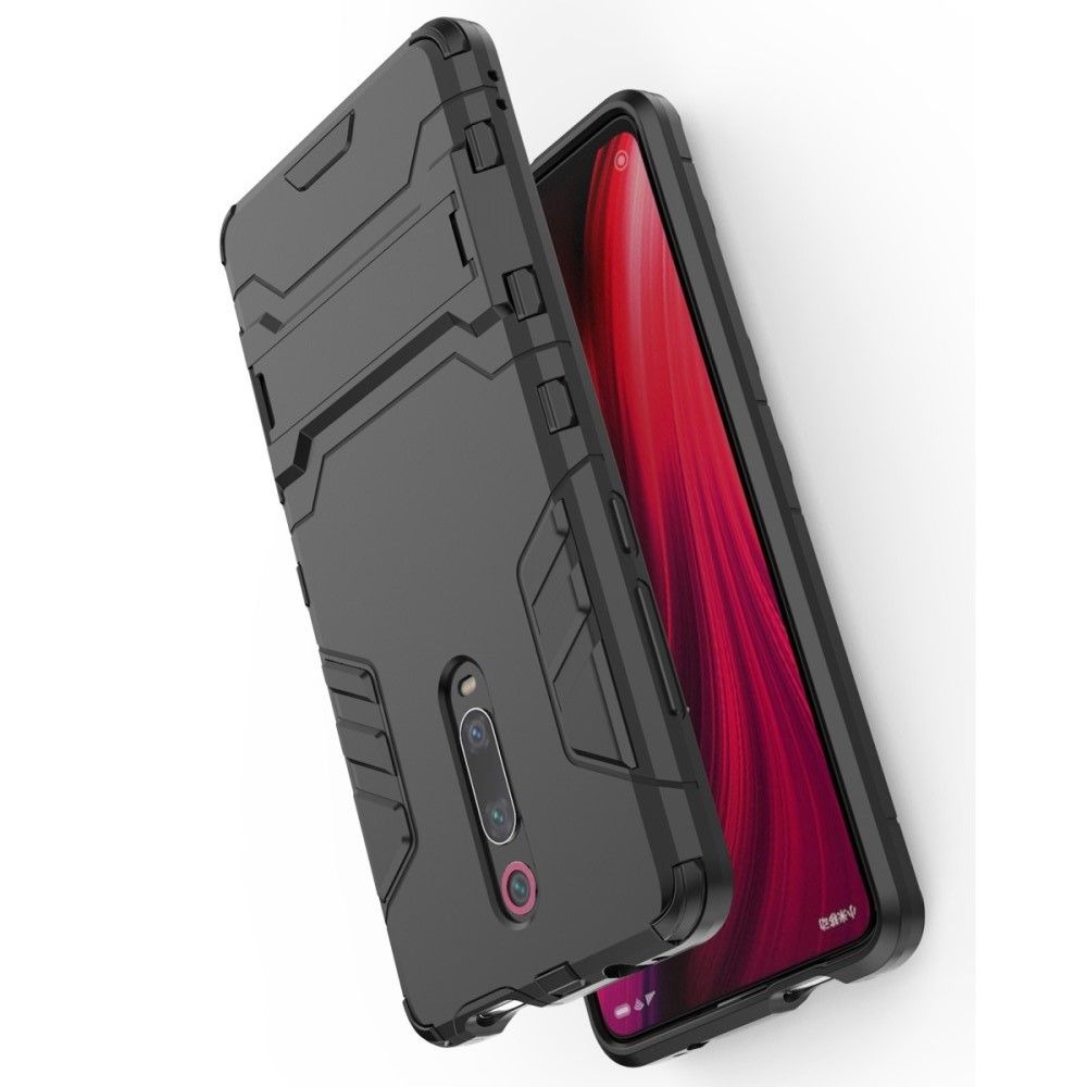 Защитный усиленный гибридный чехол противоударный с подставкой для Xiaomi Redmi K20 Черный