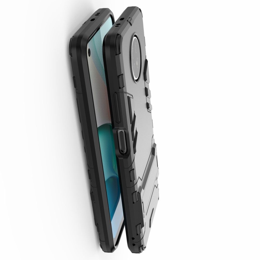 Защитный усиленный гибридный чехол противоударный с подставкой для Xiaomi Redmi Note 9T Черный