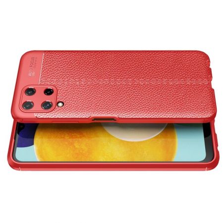 Litchi Grain Leather Силиконовый Накладка Чехол для Samsung Galaxy A22 с Текстурой Кожа Красный