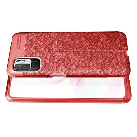 Litchi Grain Leather Силиконовый Накладка Чехол для Xiaomi Redmi Note 10T / POCO M3 PRO с Текстурой Кожа Красный