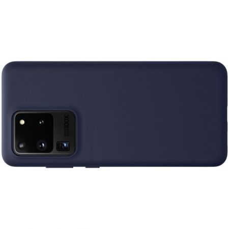 Мягкий матовый силиконовый бампер NILLKIN Flex чехол для Samsung Galaxy S20 Ultra Синий