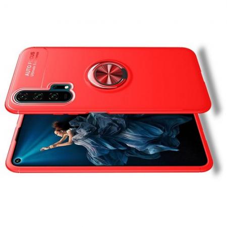 Силиконовый Чехол для Магнитного Держателя с Кольцом для Пальца Подставкой для Huawei Honor 20 Pro Красный