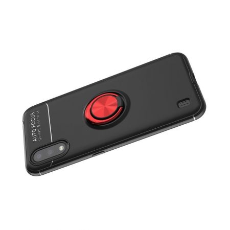 Силиконовый Чехол для Магнитного Держателя с Кольцом для Пальца Подставкой для Samsung Galaxy A01 Красный / Черный