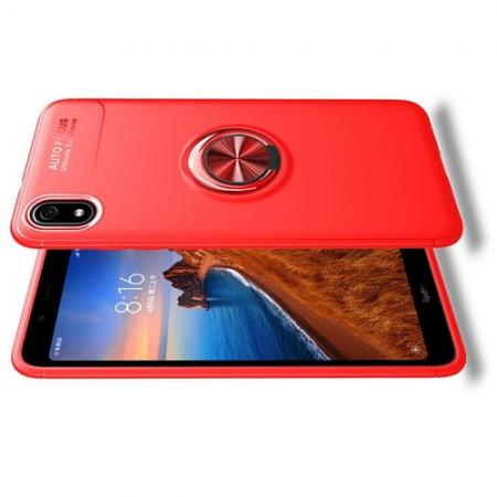 Силиконовый Чехол для Магнитного Держателя с Кольцом для Пальца Подставкой для Xiaomi Redmi 7A Красный