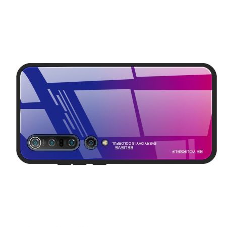 Силиконовый Стеклянный Синий / Розовый Градиентный Корпус Чехол для Телефона Xiaomi Mi 10 / Mi 10 Pro