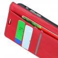 Боковая Чехол Книжка Кошелек с Футляром для Карт и Застежкой Магнитом для HTC Desire 12s Красный