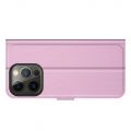 Боковая Чехол Книжка Кошелек с Футляром для Карт и Застежкой Магнитом для iPhone 13 Pro Светло Розовый