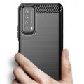 Carbon Fibre Силиконовый матовый бампер чехол для Huawei P Smart 2021 Черный