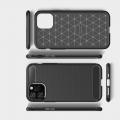 Carbon Fibre Силиконовый матовый бампер чехол для iPhone 11 Pro Черный
