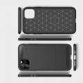 Carbon Fibre Силиконовый матовый бампер чехол для  iPhone 11 Pro Max Черный
