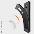 Carbon Fibre Силиконовый матовый бампер чехол для Motorola Moto G9 Play / Moto E7 Plus Черный