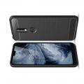 Carbon Fibre Силиконовый матовый бампер чехол для Nokia 7.1 Черный