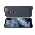 Carbon Fibre Силиконовый матовый бампер чехол для Nokia 7.1 Синий